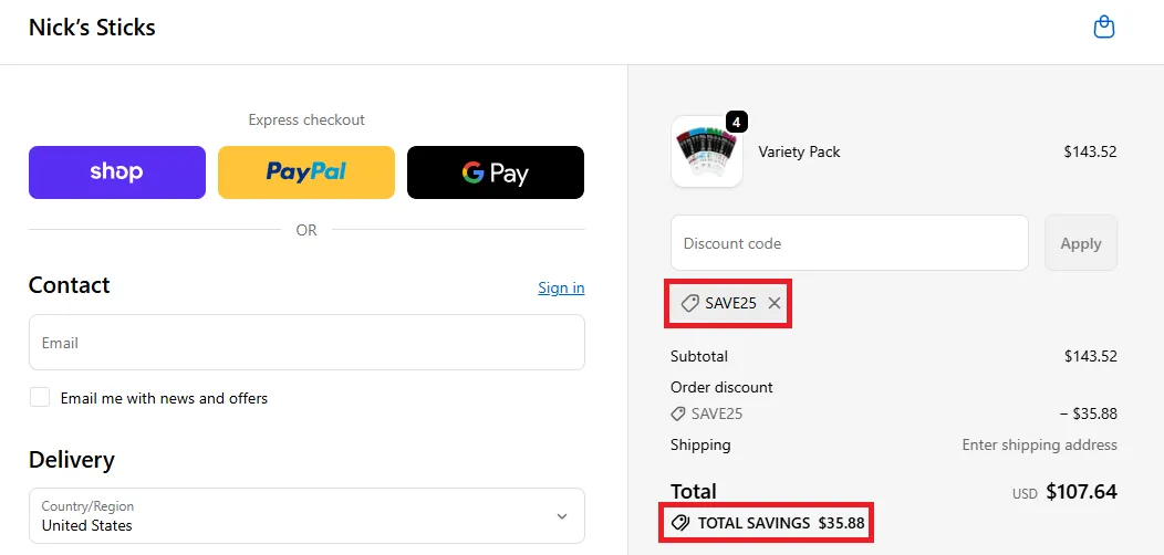 Nicks Sticks 20% OFF Coupon Code